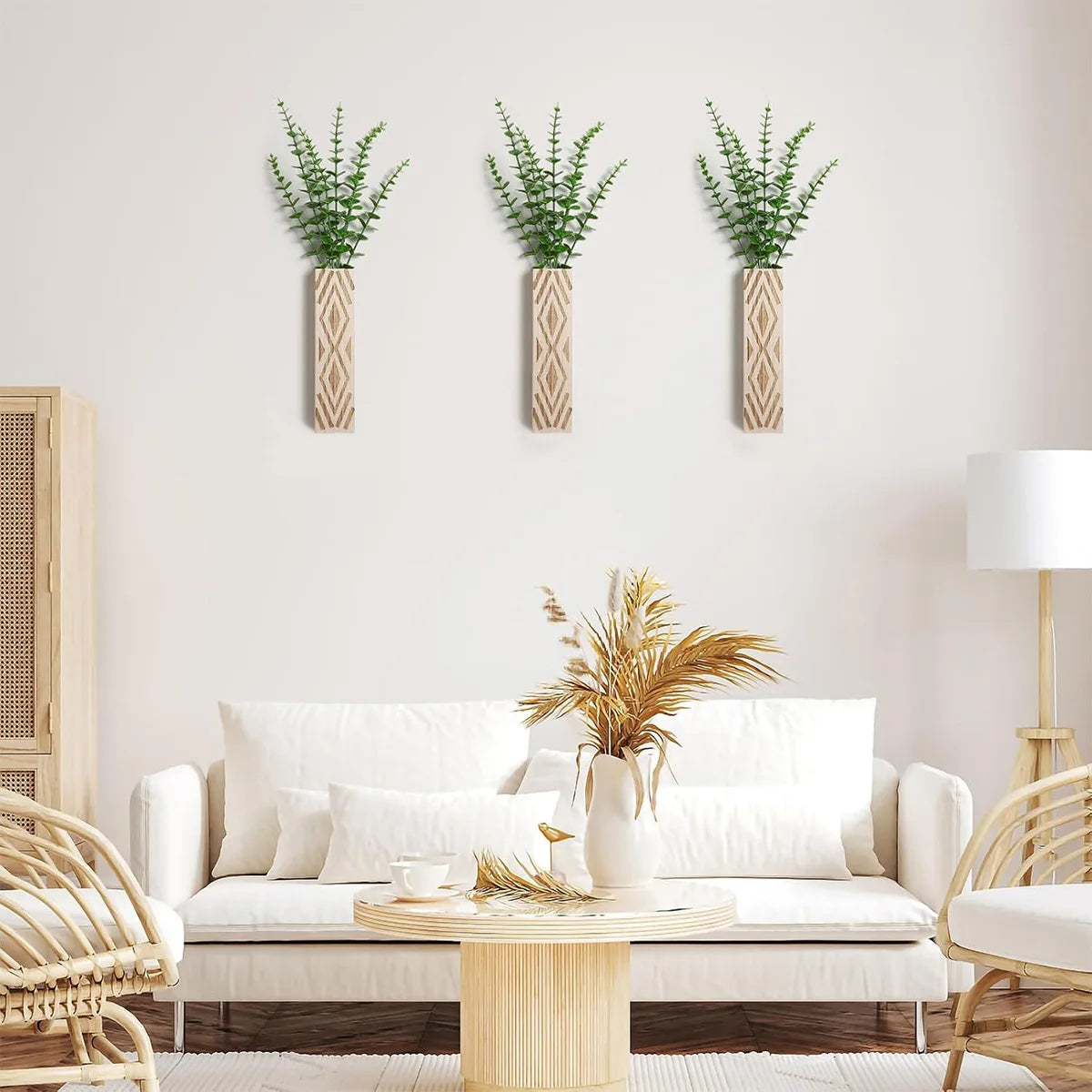 Bohemian Style Vase Wall Vase Dry Flower Vase Decoration Simulated Plant Wooden Vase Home Decoration