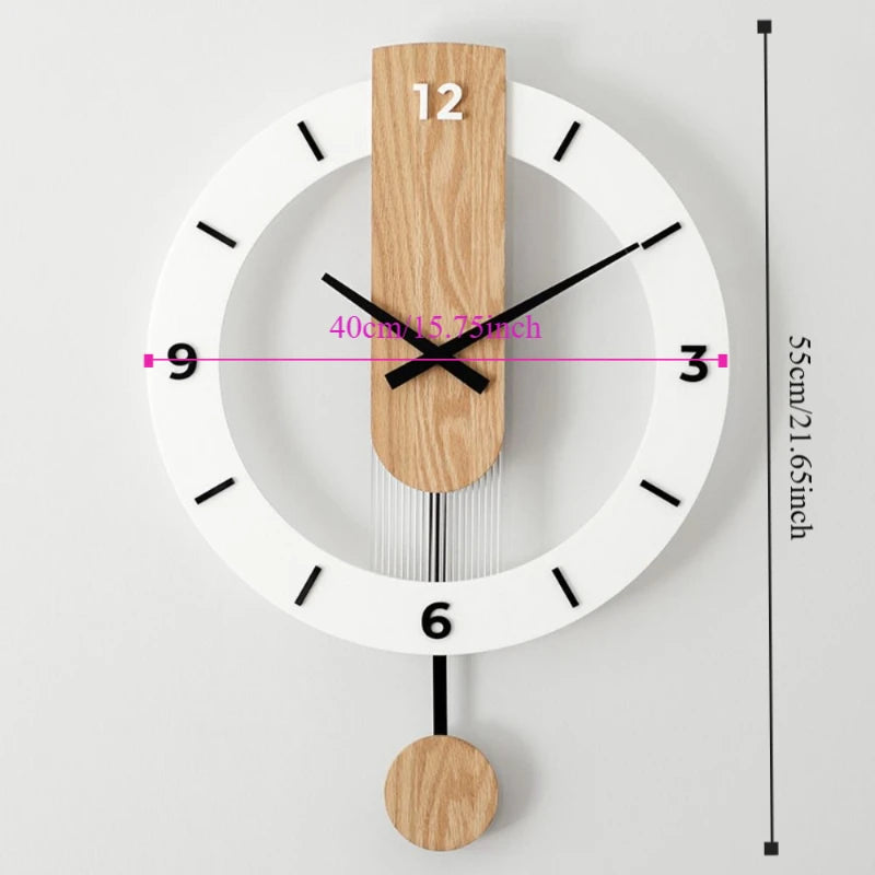 Living Room Decoration Wall Clock Wall Decoration Items Silent Digital Wall Clock Personalized Solid Wood Decorative Wall Clock