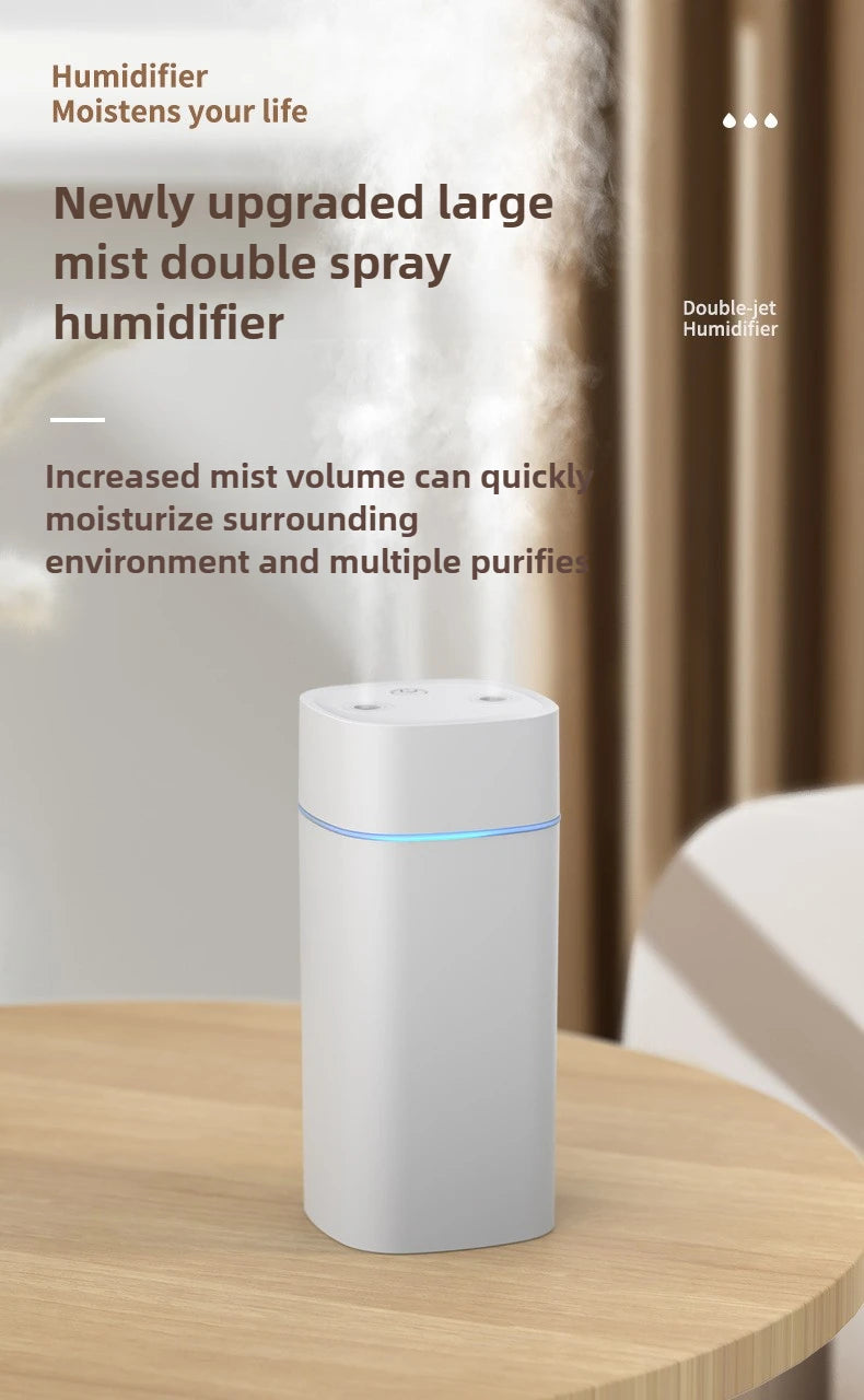 600ML Luminous Air Humidifier Double Spray Port Essential Oil Aromatherapy Humificador Cool Mist Maker Purify for Home Office