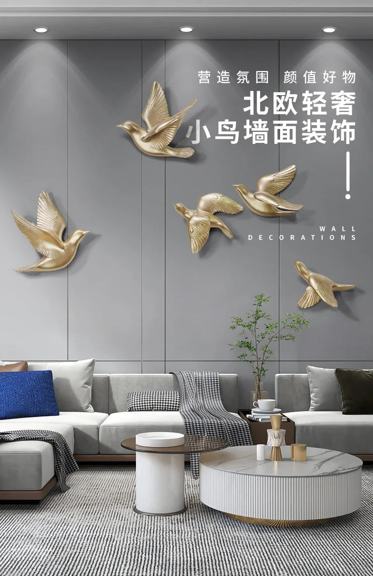 Bird Wall Hanging European Three-dimensional Creative Living Room Entrance Background Wall Decoration Wall Hanging