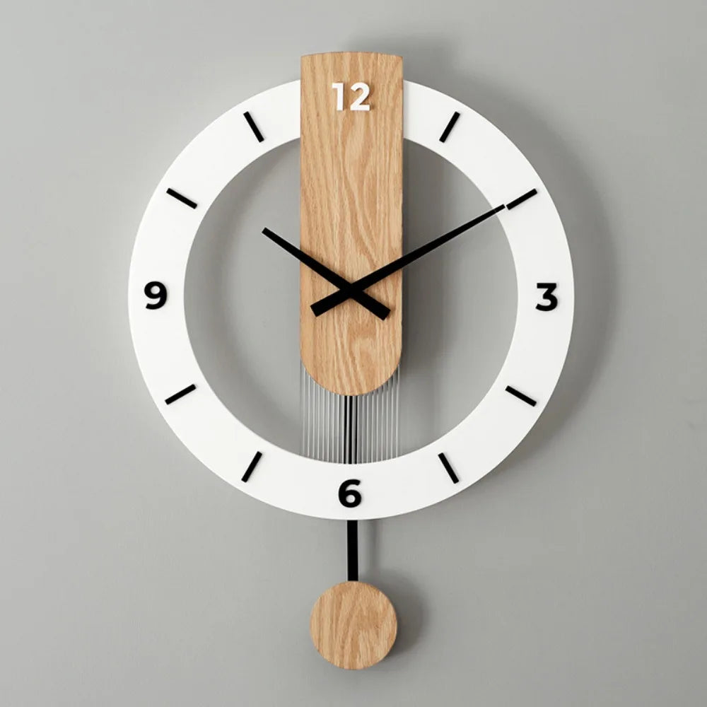 Living Room Decoration Wall Clock Wall Decoration Items Silent Digital Wall Clock Personalized Solid Wood Decorative Wall Clock