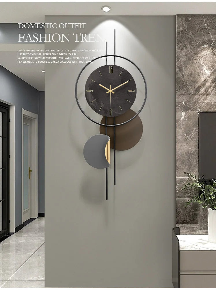 Wooden Grille Decorative Wall Clock, TV Background, New, 2024