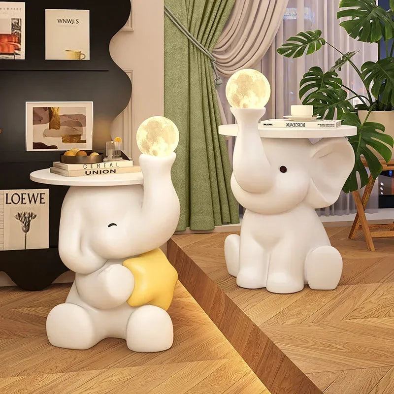 Creative Elephant Statue Side Table, living room Small Coffee Table, Bedroom Bedside Table, Cute Home Decor Furniture, Modern