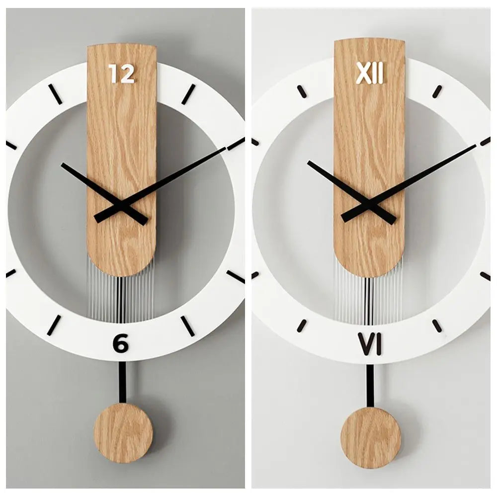 Living Room Decoration Wall Clock Wall Decoration Items Silent Digital Wall Clock Personalized Solid Wood Decorative Wall Clock