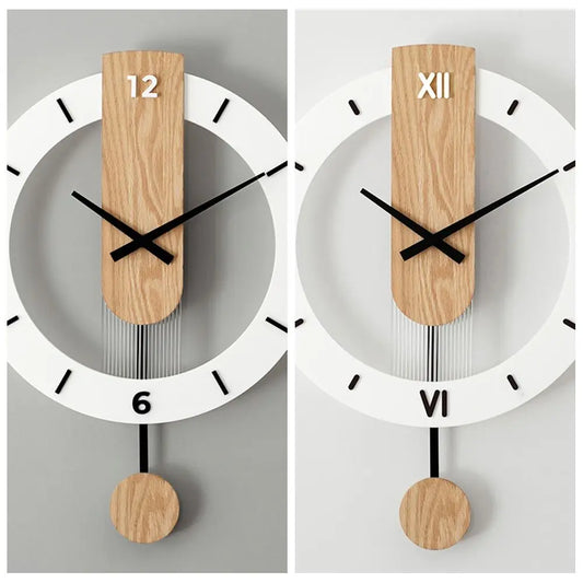 Living Room Decoration Wall Clock Wall Decoration Items Silent Digital Wall Clock Personalized Solid Wood Decorative Wall Clock