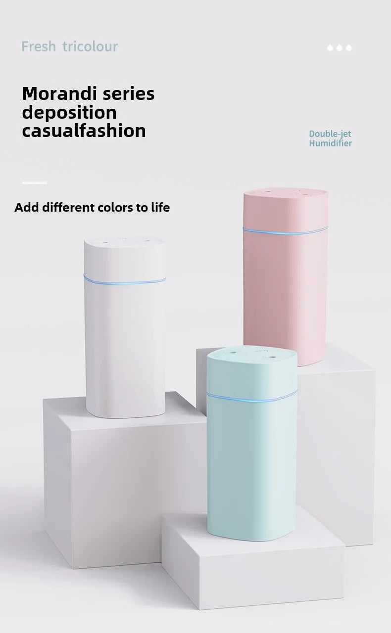 600ML Luminous Air Humidifier Double Spray Port Essential Oil Aromatherapy Humificador Cool Mist Maker Purify for Home Office