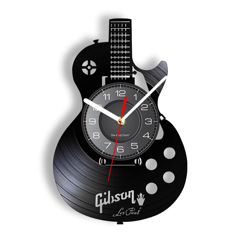 Guitar and Drum Kits Wall Clock Guitar Player Music Vinyl Record Clock Rock Music Instrument Guitar Wall Art Rock n Rock Gift