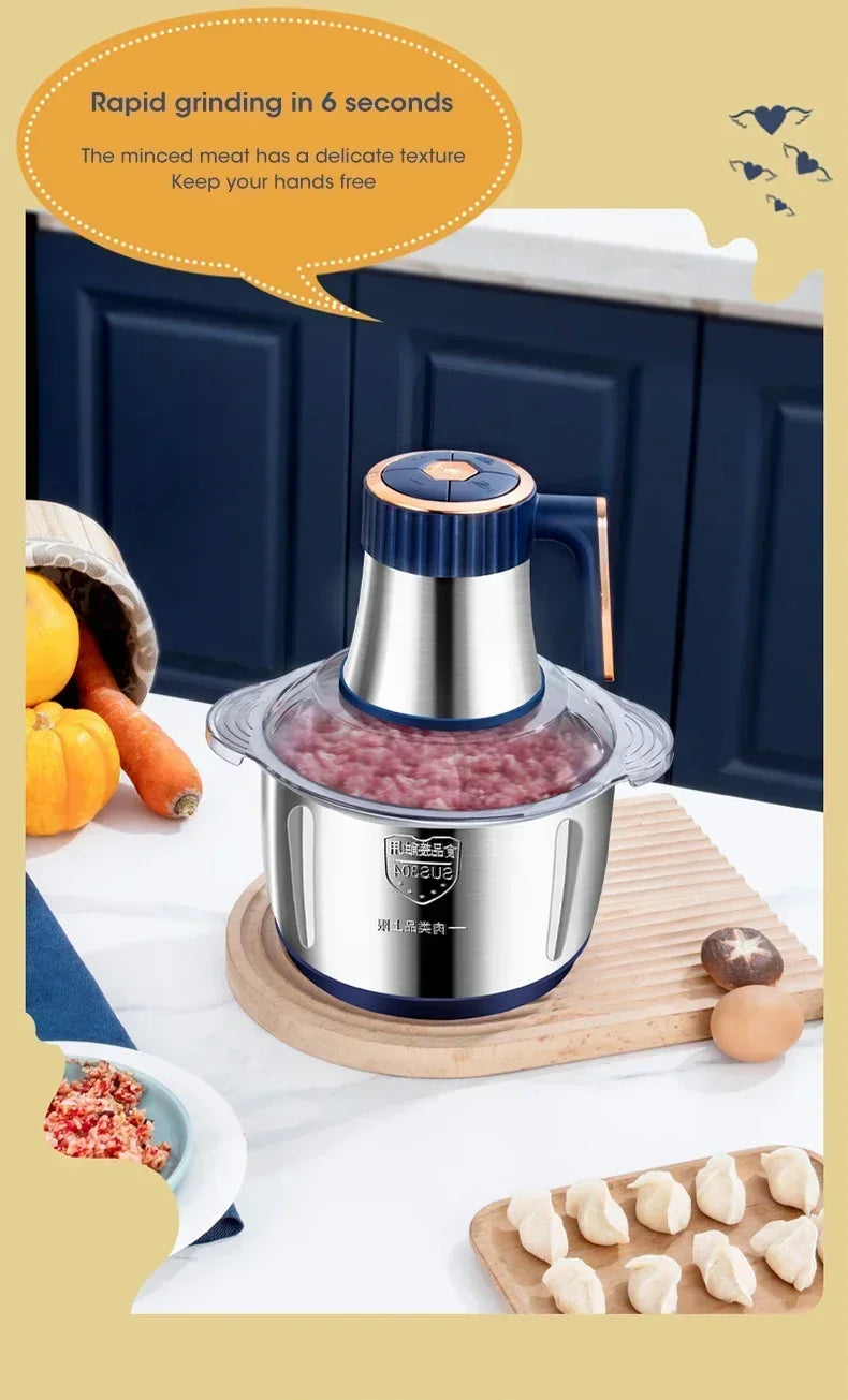 Electric Meat Grinder 304 Stainless Food Crusher Multifunction Vegetable Fruit Pepper Garlic Chopper Mincer Baby Food Processor