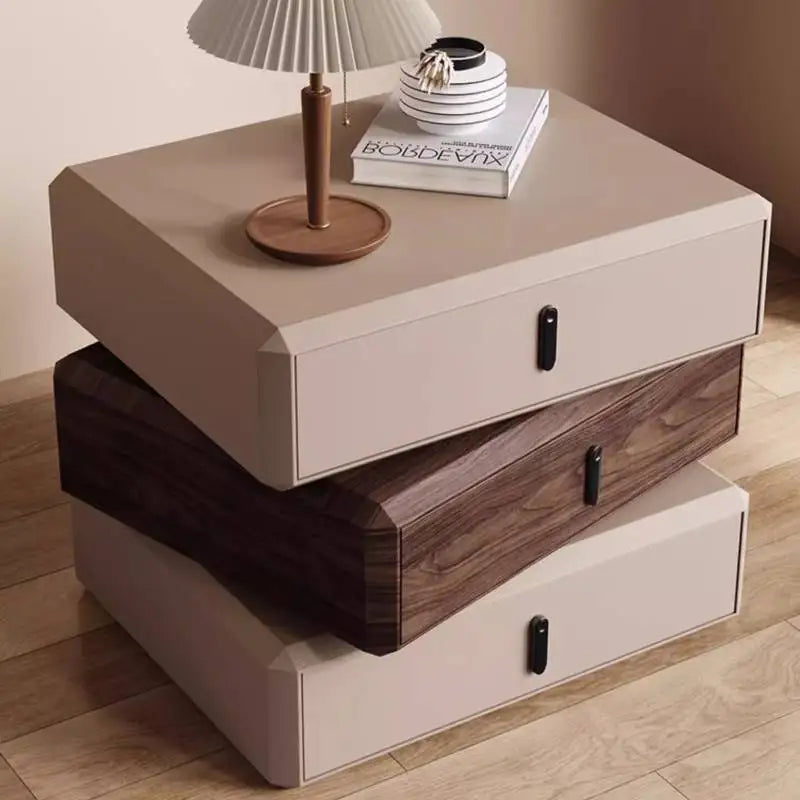 Rotating Solid Ｗood Ｎightstand Modern White Drawer Nordic Hotel Bedside Table Small Storage Mesitas De Noche Home Furniture