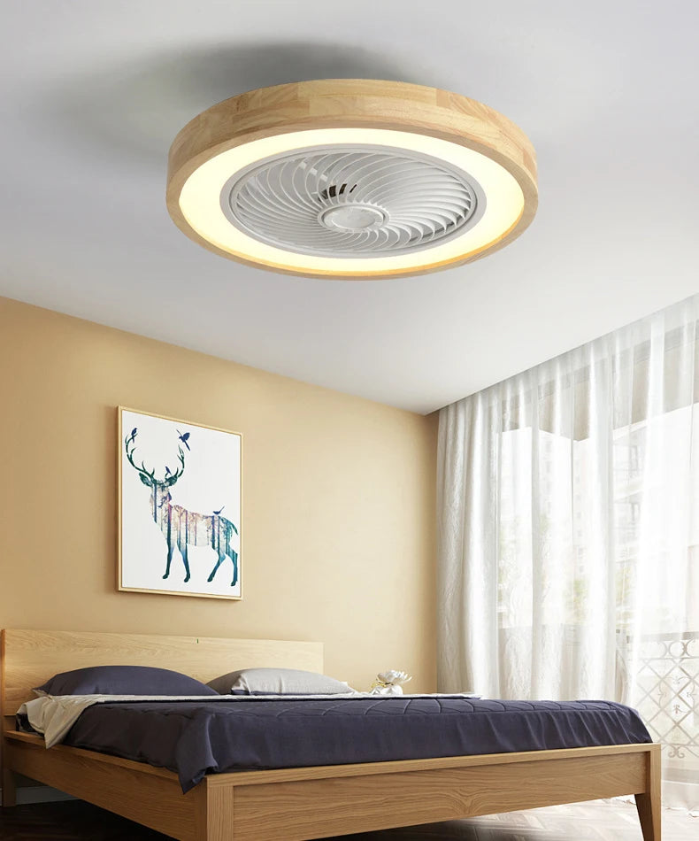 Wooden Ceiling fan with light and remote control home appliance cooling ceiling fan Bedroom Living Room smart ceiling fan light