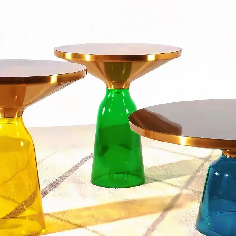 German Design Living Room Bedside Table, Sofa Side Table, Coffee Table, Indoor Round Glass, Nordic Light Luxury Coffee Table