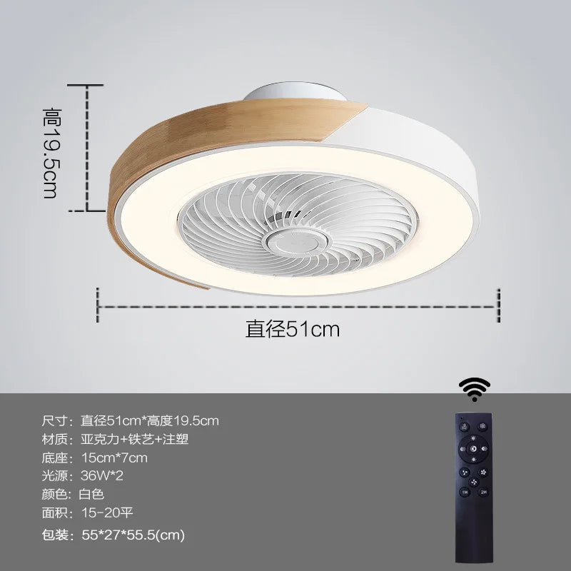 Wooden Ceiling fan with light and remote control home appliance cooling ceiling fan Bedroom Living Room smart ceiling fan light