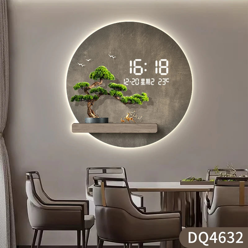 Digital Art Mural Wall Clocks Luxury Mechanism Alarm Korean Kitchen Wooden Wall Watch Reloj De Pared Living Room Decoration