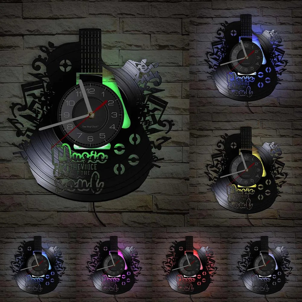 Guitar and Drum Kits Wall Clock Guitar Player Music Vinyl Record Clock Rock Music Instrument Guitar Wall Art Rock n Rock Gift