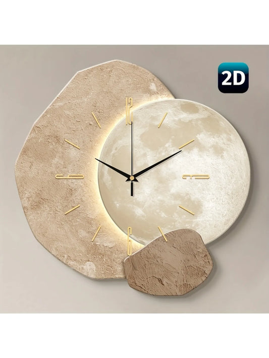 Modern Simple Silent Wall Clock, Moon Phase Design - Quiet Quartz Movement, Wooden Material, Non-Drip Sound, Perfect for Bedroom, Living Room or Office Decoration, Bedroom Wall Clock | Decorative Wall Clock | Wooden Structure
