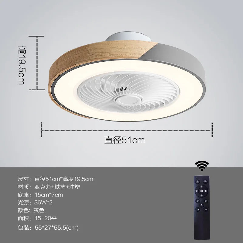Wooden Ceiling fan with light and remote control home appliance cooling ceiling fan Bedroom Living Room smart ceiling fan light