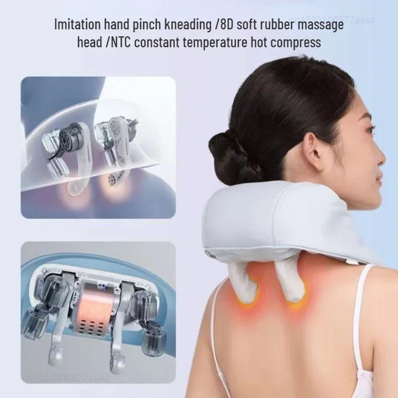 Xiaomi Miaojie R3 Kneading Shiatsu Massage Shawl Neck Chiropractic Massager for Home Shoulder Pain Relief Heating Pillow Massage