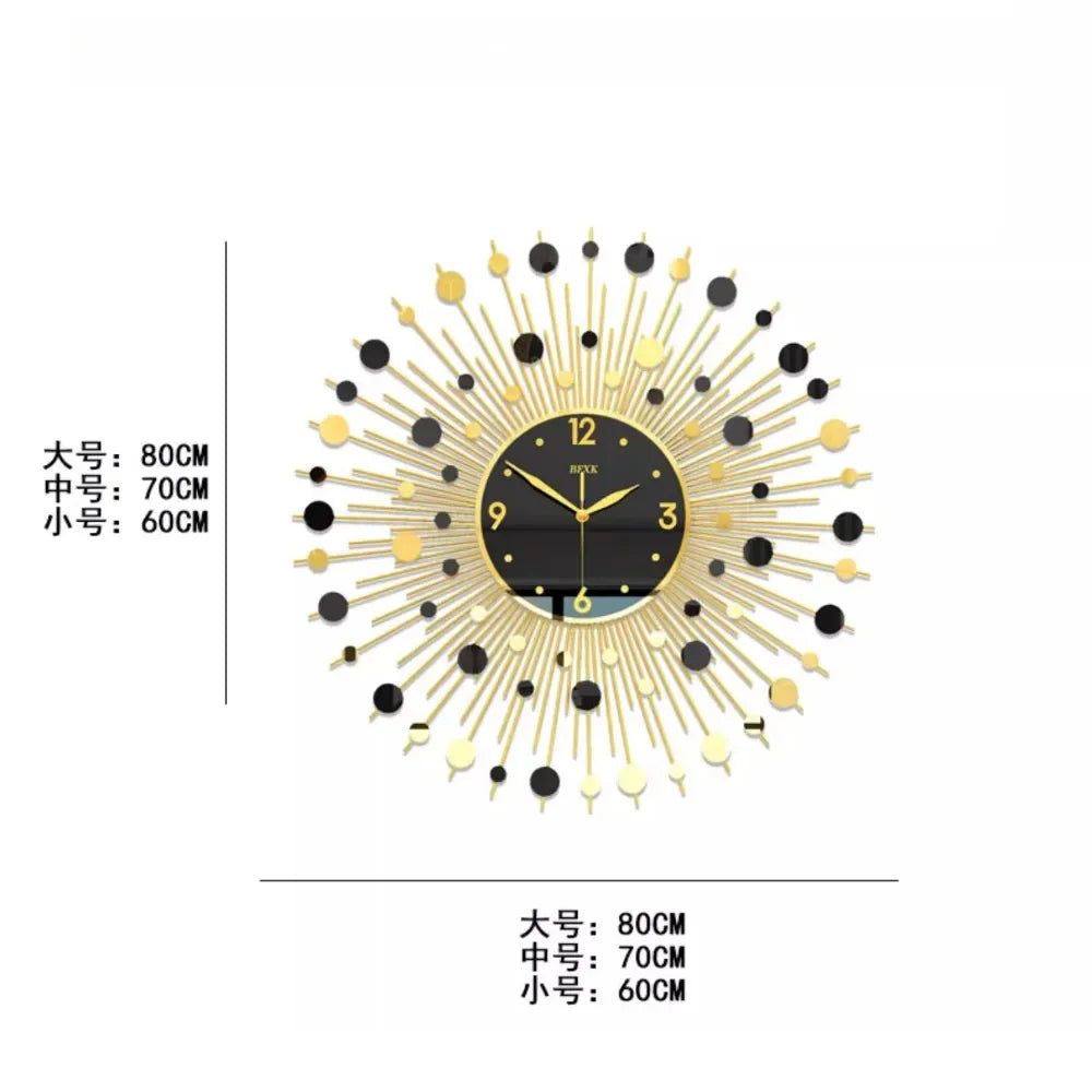Modern Living Room Wall Clocks Gold Black Simple Stylish Wall Clock Art Unique Reloj De Pared Para Sala Home Furniture