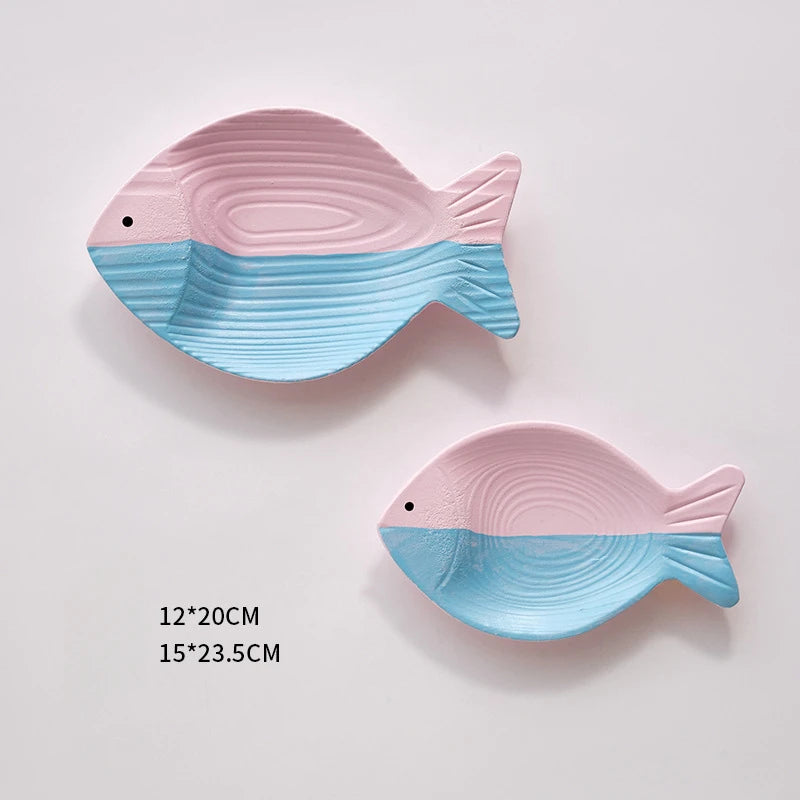 Woodiness Mediterranean Ocean Wall Stereoscopic Model Room Hotel Fish Wall Decor Decoration Size Set Can Be Hung or Placed