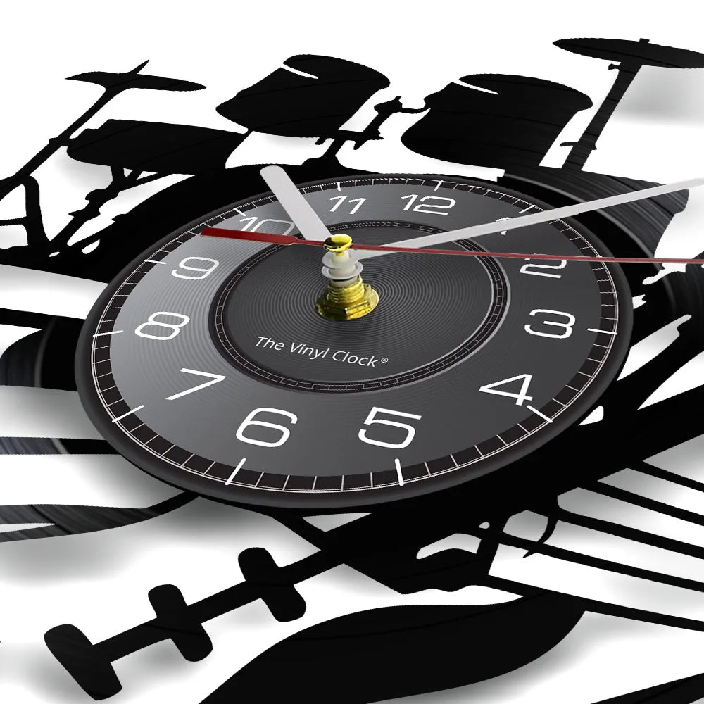 Guitar and Drum Kits Wall Clock Guitar Player Music Vinyl Record Clock Rock Music Instrument Guitar Wall Art Rock n Rock Gift