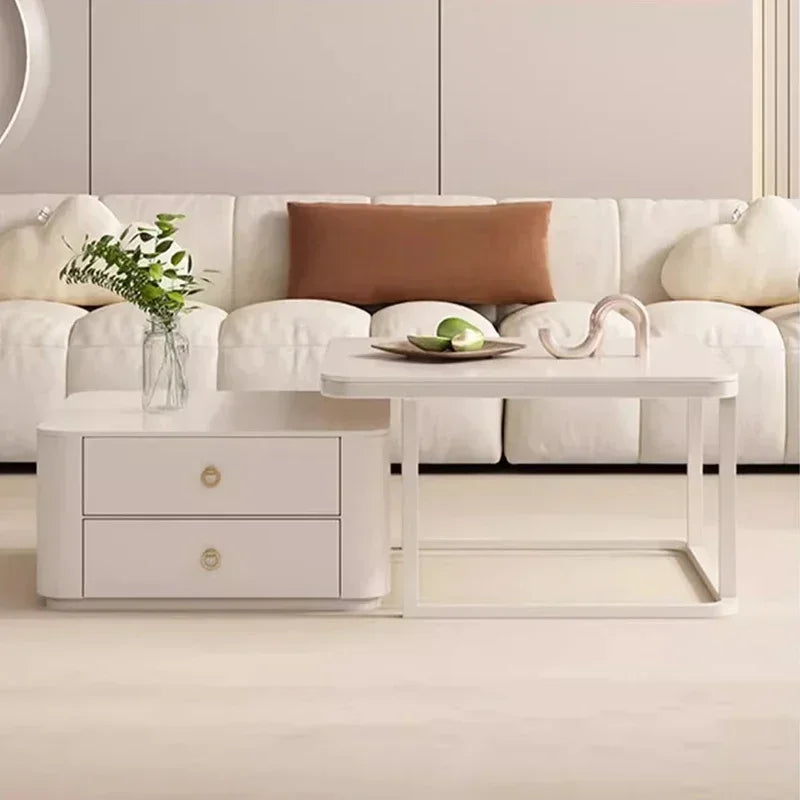Simple Modern Coffee Table Luxury Storage Bedroom Low Coffee Table White Minimalist Meubles De Salon Living Room Furniture White