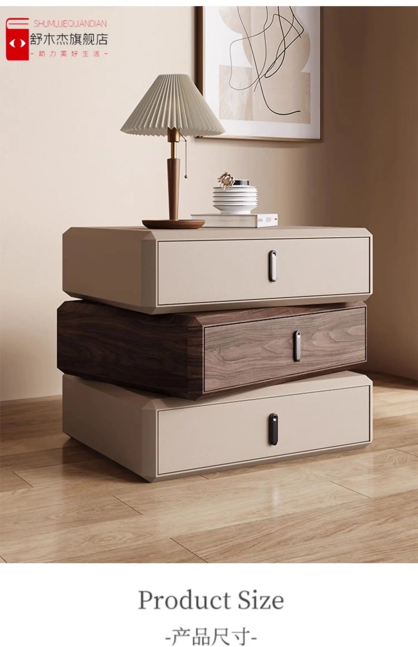 Rotating Solid Ｗood Ｎightstand Modern White Drawer Nordic Hotel Bedside Table Small Storage Mesitas De Noche Home Furniture