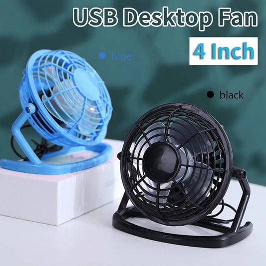 4 Inch Small Desktop Plastic Fan Mini Silent USB Rechargeable Adjustable Portable for Student Dormitory Office Fan Cooling Fan