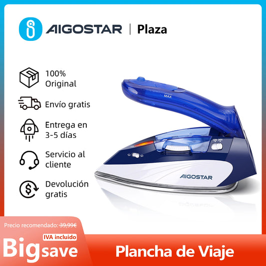 Travel Iron Steam Iron, Folding Handle, Temperature Selector, 1100W Steam Clothes Iron, Double Voltage 120V-240V, Stainless Steel Sole, 80ml Tank