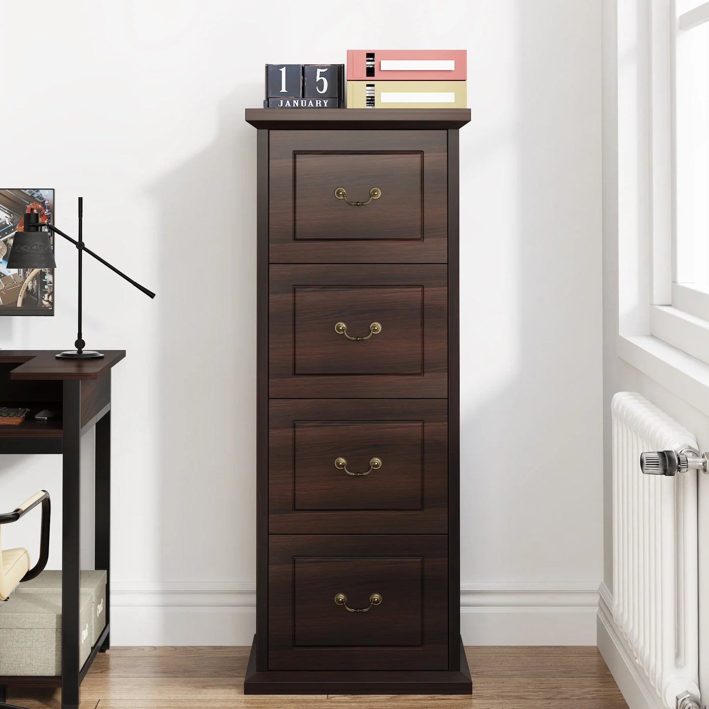 Tribesigns 4-Drawer File Cabinet Filing Cabinet, Vertical File Cabinet Home Office Wood Filing Cabinet for A4 /Letter Size