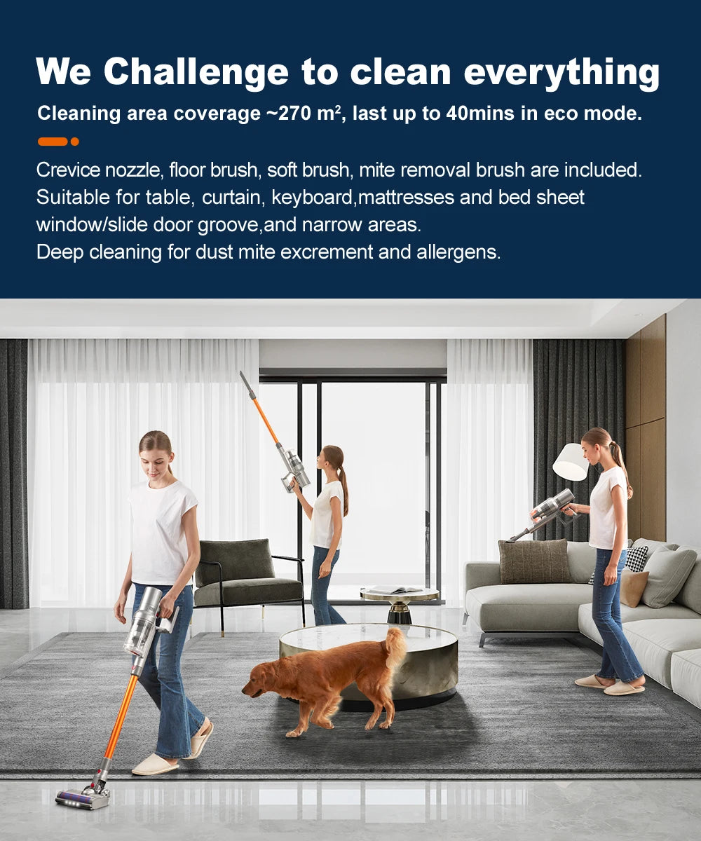 ABIR VC205 Cordless Handheld Vacuum Cleaner ,27000PA,Smart Dust Detction, Big Touch Screen,WithSmart Vacuum for Pet Home