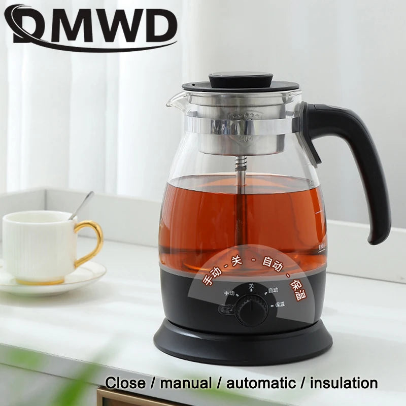 Electric Kettle Coffee Tea Maker Brewer Black Pu 'er Glass Kettles Steam Teapot Automatic Health Tea Infuser Pot Boiling Set 1L