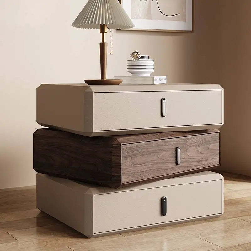 Rotating Solid Ｗood Ｎightstand Modern White Drawer Nordic Hotel Bedside Table Small Storage Mesitas De Noche Home Furniture