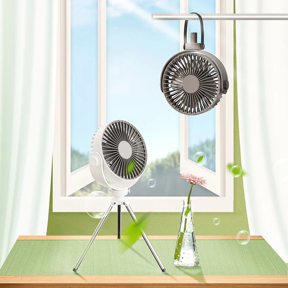 New Home Appliances Portable Tripod Dual Use Fan Ceiling Fan with Rubber Handle and Tripod Bracket Hot Sale Tent Camping Fan