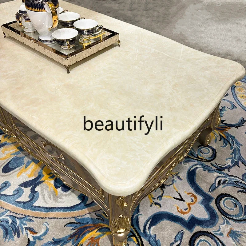 French solid wood coffee table, European court carved small apartment living room tea table neoclassical, furniture45