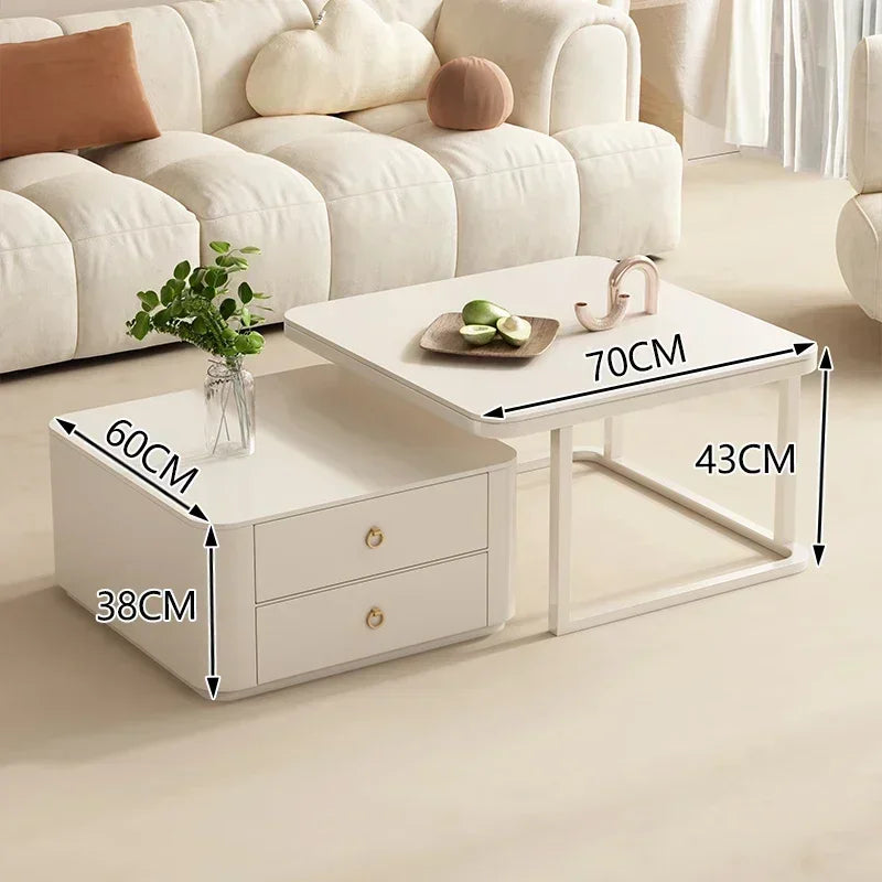 Simple Modern Coffee Table Luxury Storage Bedroom Low Coffee Table White Minimalist Meubles De Salon Living Room Furniture White