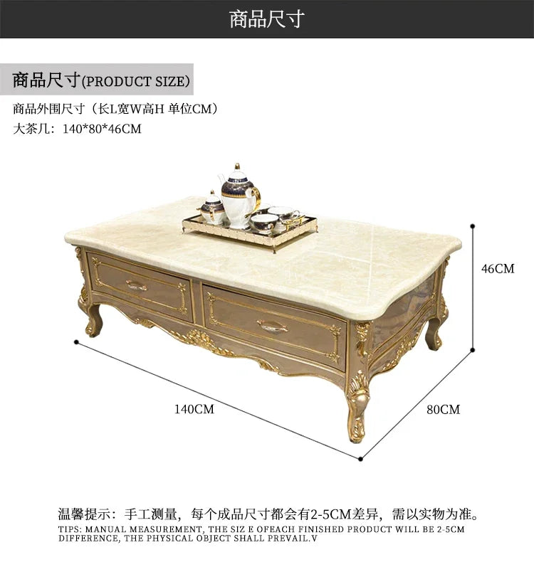 French solid wood coffee table, European court carved small apartment living room tea table neoclassical, furniture45