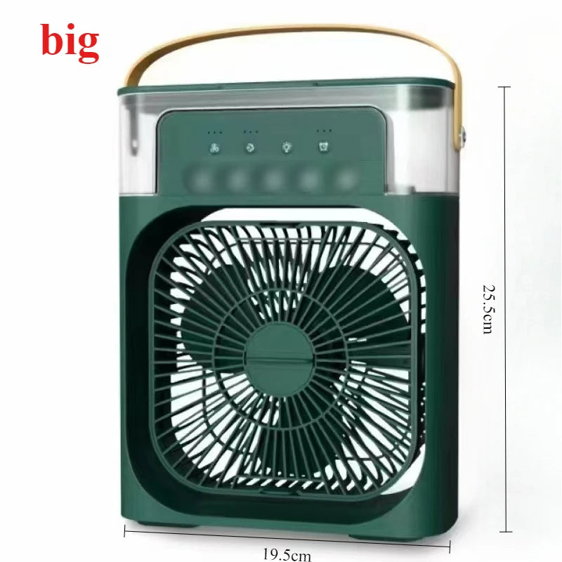 2025 New Portable Fan Air Conditioners USB Electric Fan LED Night Light Water Mist Fun 3 In 1 Air Humidifie For Home