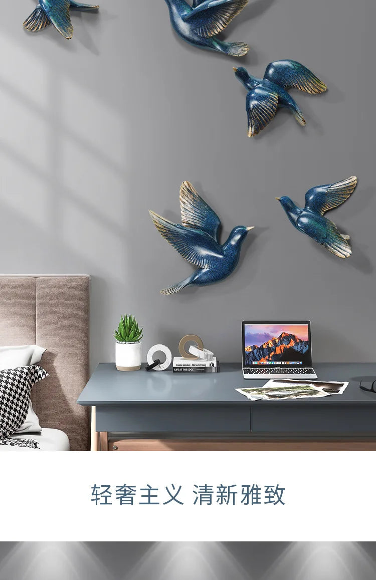 Bird Wall Hanging European Three-dimensional Creative Living Room Entrance Background Wall Decoration Wall Hanging