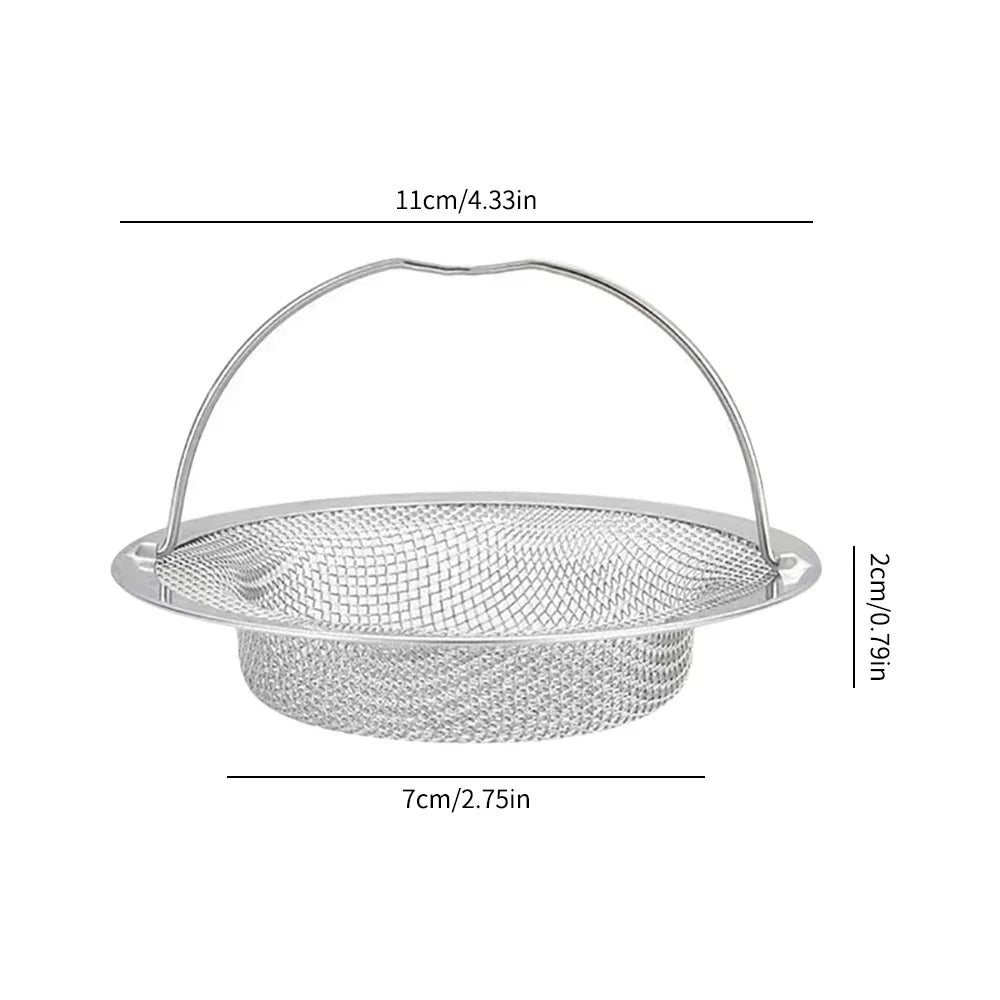 1/5PCS Stainless Steel Kitchen Sink Filter Kitchen Garbage Food Residue Dishsink Filter With Handle Metal Sink Strainer