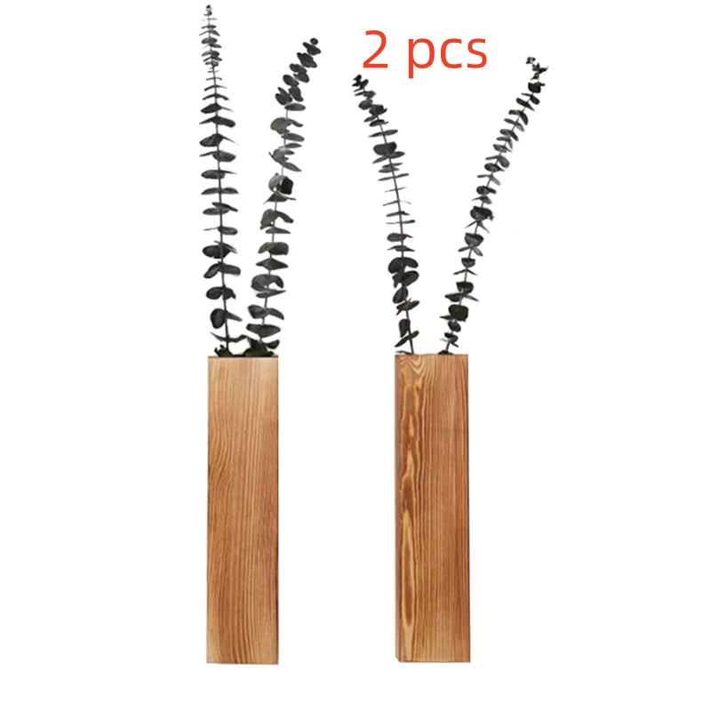 Wall Planter for Indoor Plants Black Wall Decor for Living Room Bathroom Wood Wall Vases for Dried Flowers and Faux Greenery