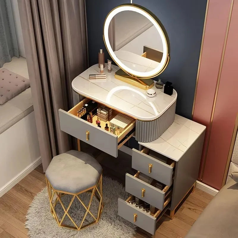 Simple Elegant Vanity Table Luxury Vintage Modern Storage Vanity Table Nordic Classic Table Coiffeuse Maquillage Furniture