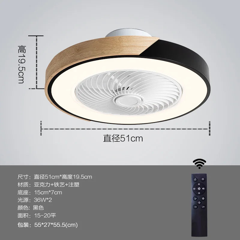 Wooden Ceiling fan with light and remote control home appliance cooling ceiling fan Bedroom Living Room smart ceiling fan light