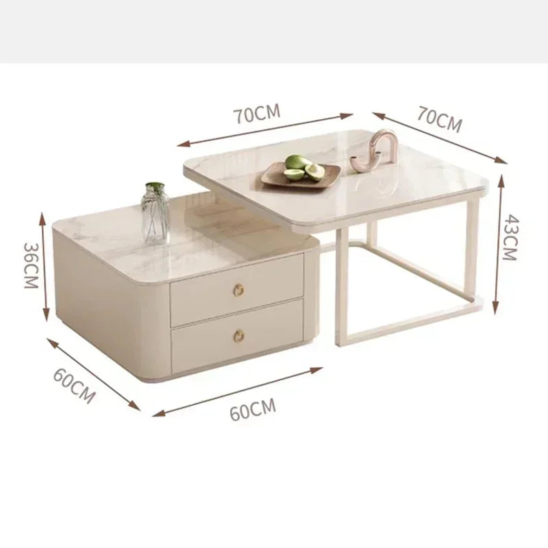 Simple Modern Coffee Table Luxury Storage Bedroom Low Coffee Table White Minimalist Meubles De Salon Living Room Furniture White