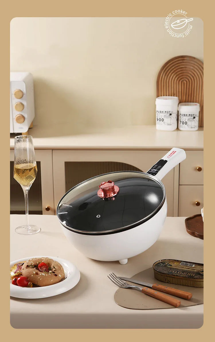 DMWD 3L Multi-function Electric Stir-fry Meal Wok Non-Stick Frying Pan Food Steamer Smart Smoke-free Hot Pot Stew Cooking Heater