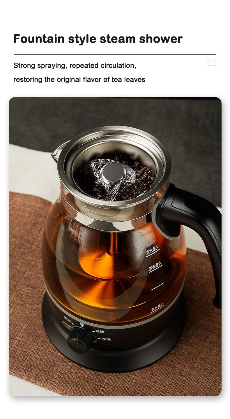 Electric Kettle Coffee Tea Maker Brewer Black Pu 'er Glass Kettles Steam Teapot Automatic Health Tea Infuser Pot Boiling Set 1L