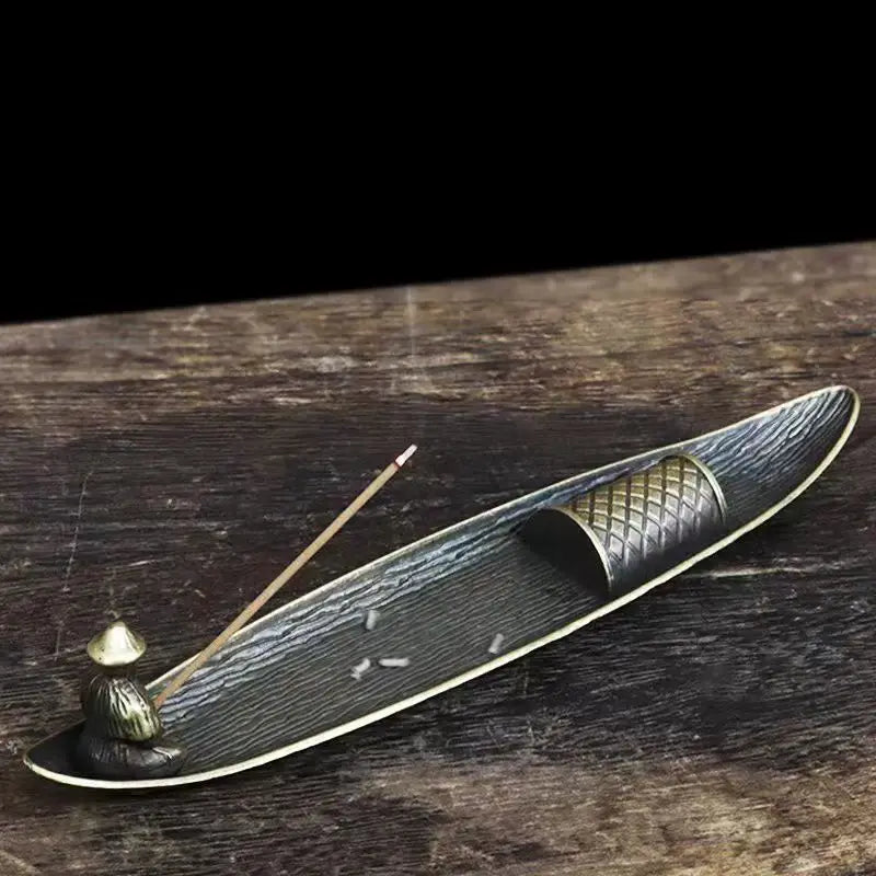 Creative Antique Leaf Incense Burner Zinc Alloy Bodhi Leaf Incense Holder Ash Catcher Office Home Desktop Decoration Zen Durable