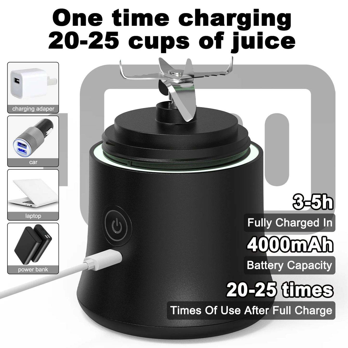 Zai Xiao Portable blender mixer 600ML Electric Juicer Fruit Mini Blender 6 Blades For Shakes and Smoothies Juicer Sport Outdoor