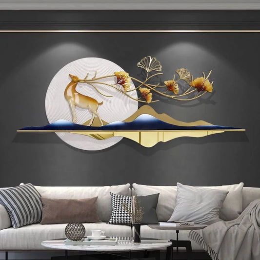 Light Luxury Modern Creative Dear Design Wall Decor Living Room Bed Room Hotel Background Metal Handmade Wall Hanging