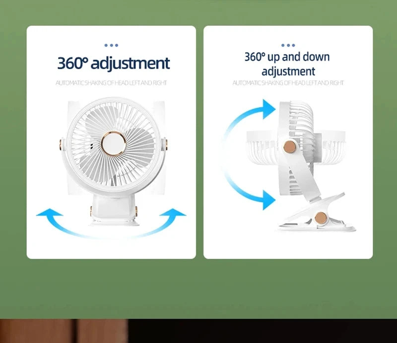 Xiaomi Portable Desktop Fan 3 Wind Speed Quiet Rechargeable Clip-on Air Circulator Wireless Hung Fan With LED Light Camping Home