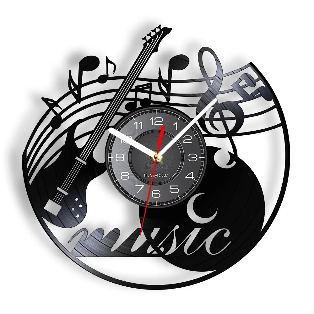 Guitar and Drum Kits Wall Clock Guitar Player Music Vinyl Record Clock Rock Music Instrument Guitar Wall Art Rock n Rock Gift
